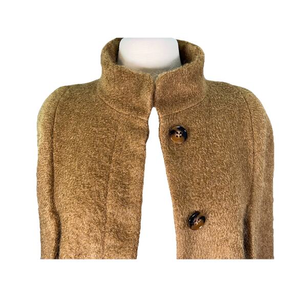 Zara Women's Camel Ochre Mohair Blend Cape Cropped Jacket Size Medium - Picture 3 of 12